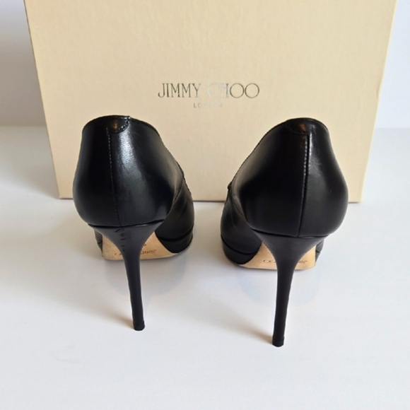 Jimmy Choo 'AMINA' Leather Platform Mary Jane Pumps Shoes, Black - Picture 5 of 9